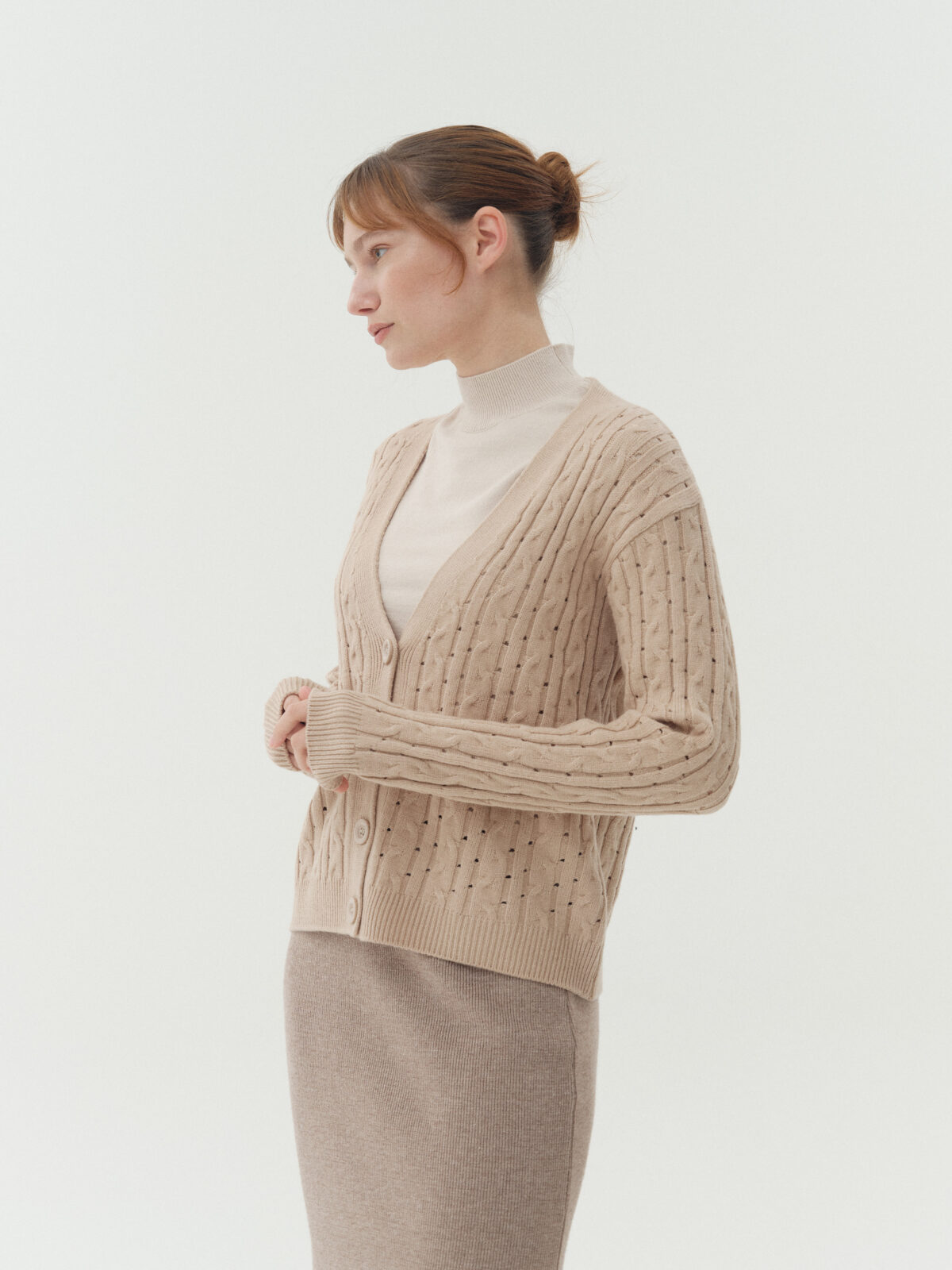 ART 333 Cardigan trenza lana